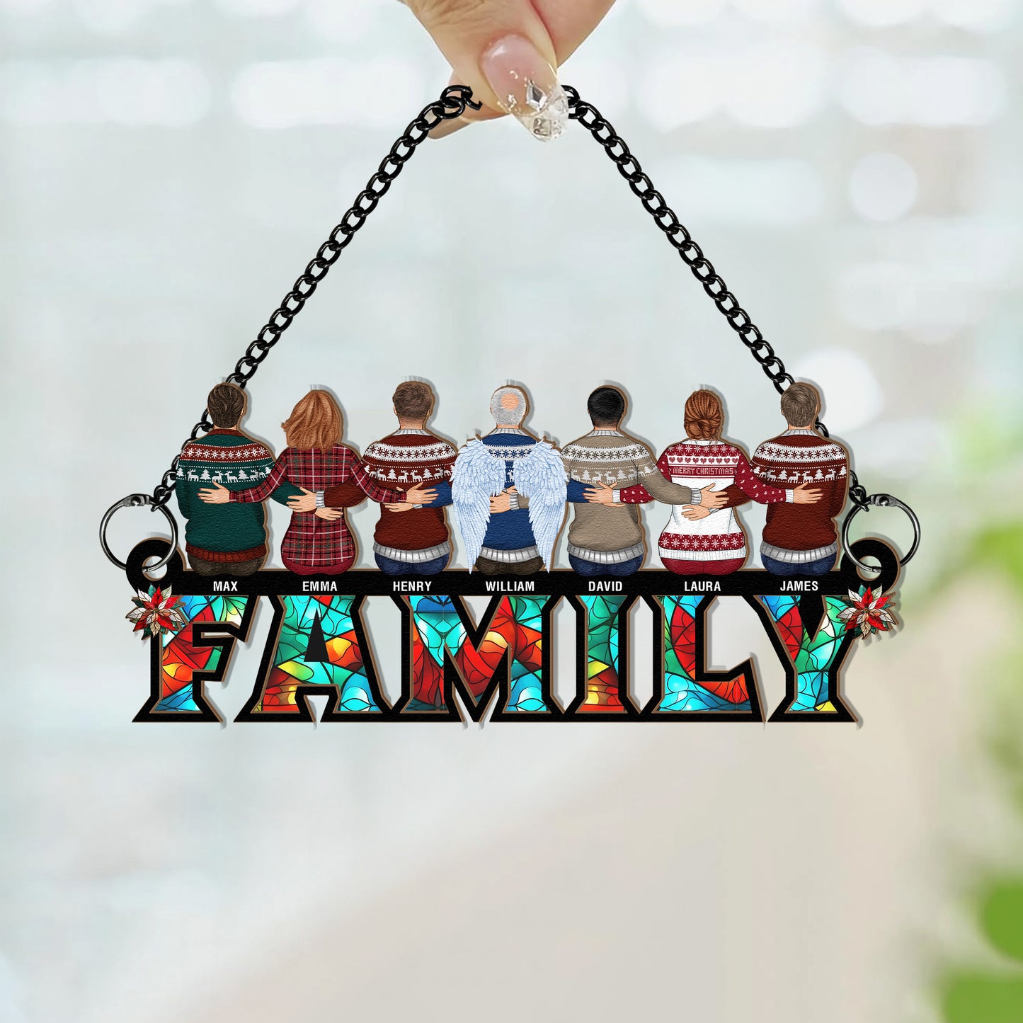 Family Forever Together - Personalized Window Hanging Suncatcher Ornament