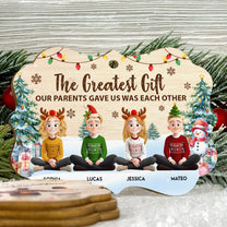Family Friends Siblings Coworker Sitting Festive Plant - Personalized Wooden Ornament