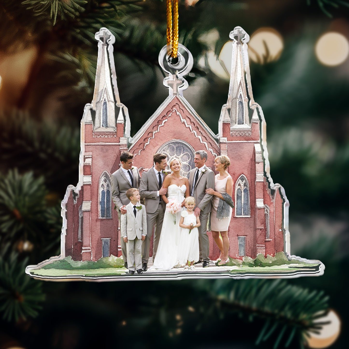 Family In Church - Personalized Acrylic Photo Ornament