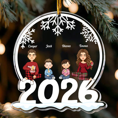 Family Of 3, 4, 5, 6 Jolly Christmas - Personalized 2026 Family Ornament