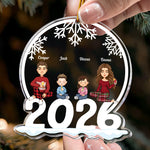 Family Of 3, 4, 5, 6 Jolly Christmas - Personalized 2026 Family Ornament