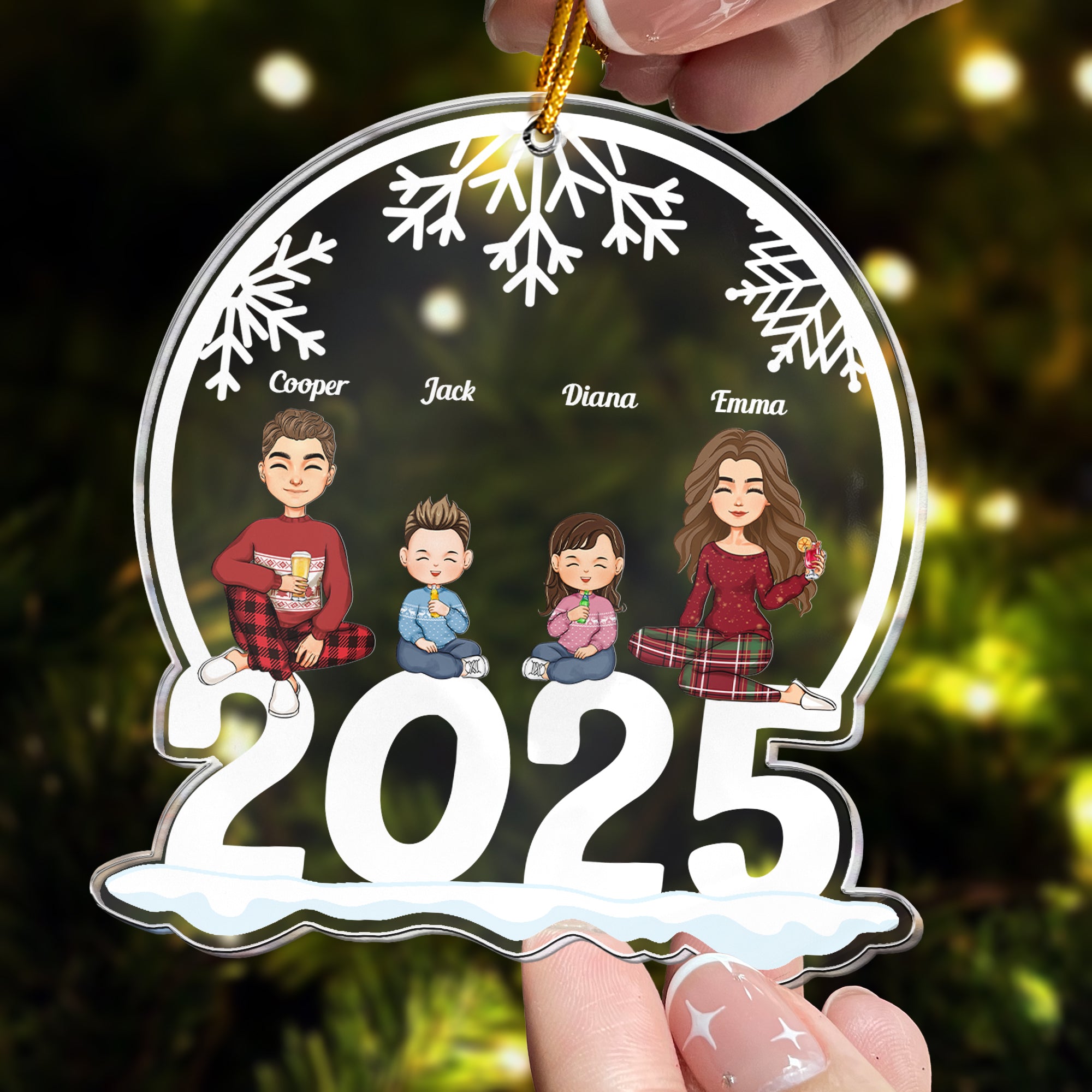 Family Of 3, 4, 5, 6 Jolly Christmas - Personalized 2025 Family Ornament