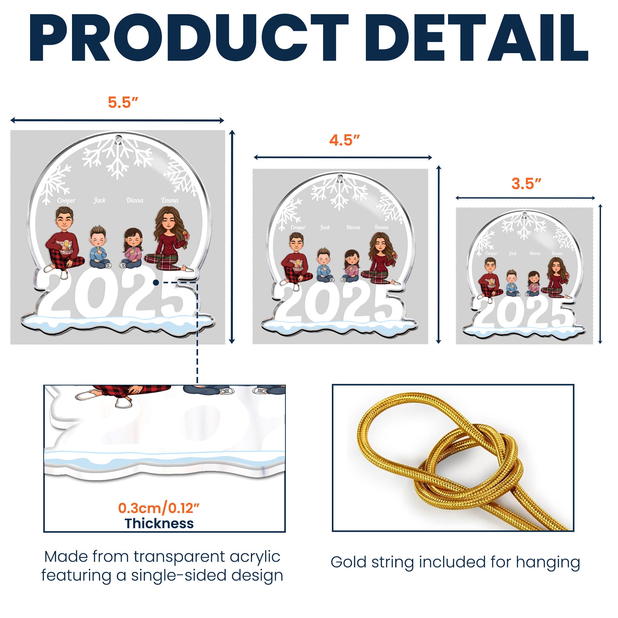 Family Of 3, 4, 5, 6 Jolly Christmas - Personalized 2025 Family Ornament