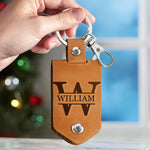 Family Keychain Monogram Keychain - Personalized Leather Photo Keychain