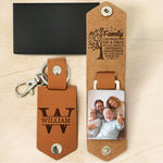 Family Keychain Monogram Keychain - Personalized Leather Photo Keychain