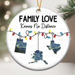 Family Love Knows No Distance Long Distance Relationship Gift - Personalized Ceramic Ornament