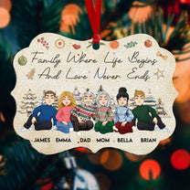 Family Love Never Ends - Personalized Aluminum Ornament