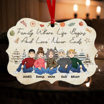 Family Love Never Ends - Personalized Aluminum Ornament