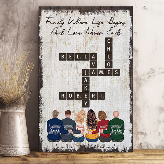 Family Love Never Ends - Personalized Wrapped Canvas