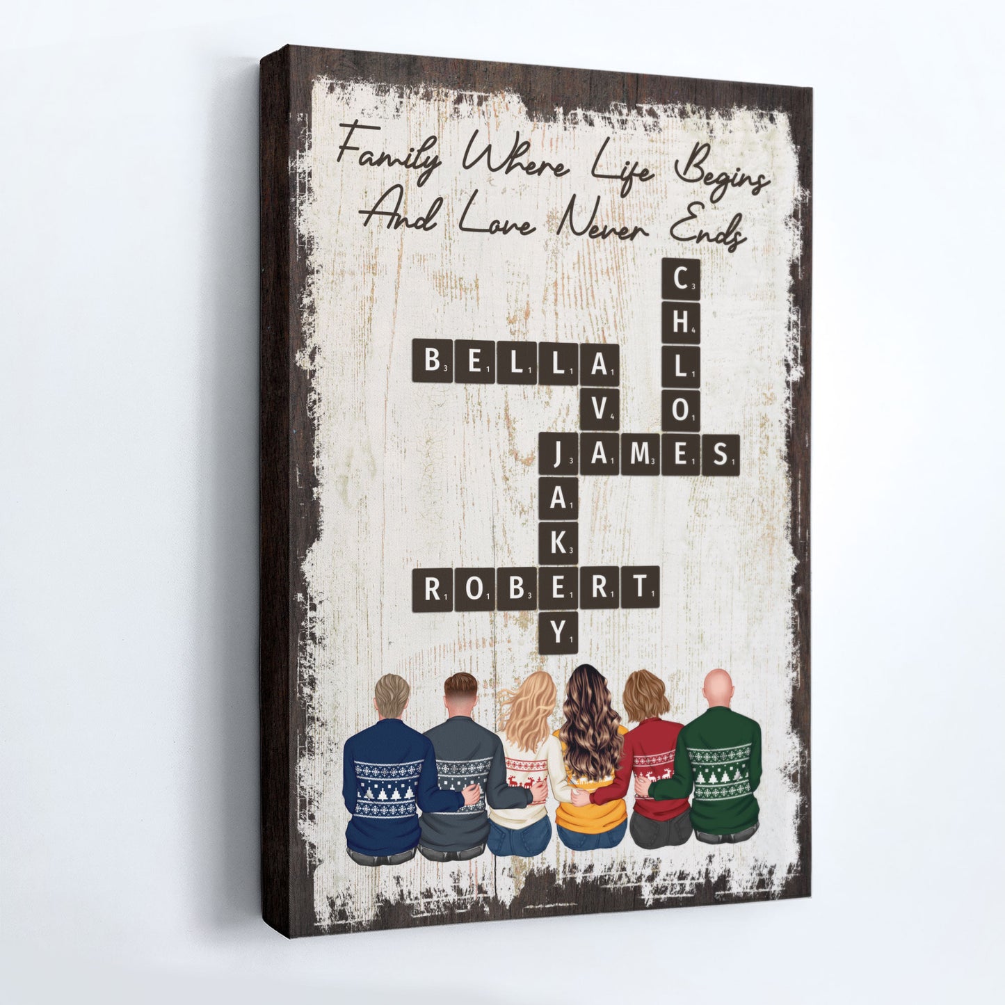 Family Love Never Ends - Personalized Wrapped Canvas