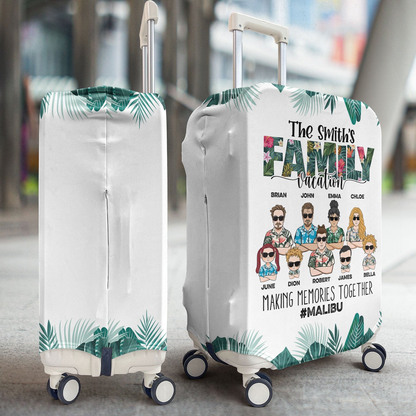 Family Making Memories On Vacation - Personalized Luggage Cover