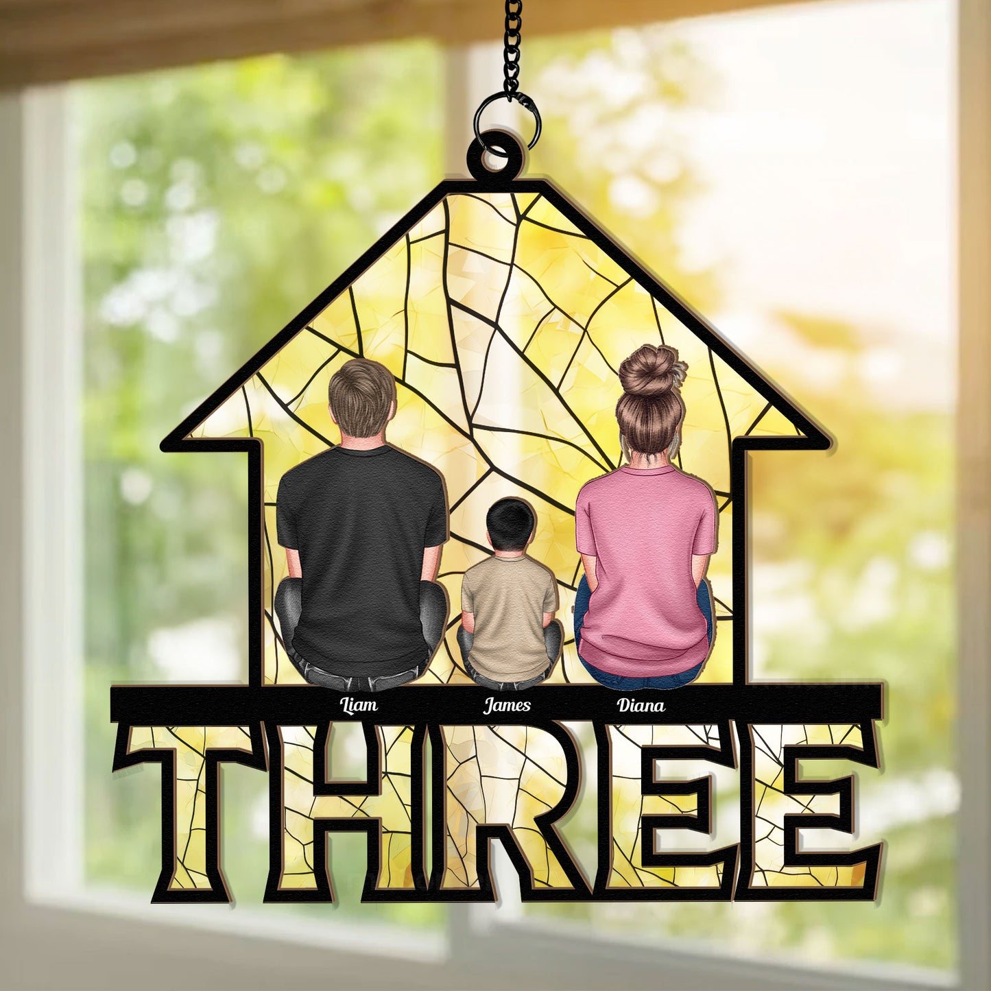 Family Member House - Personalized Window Hanging Suncatcher Ornament