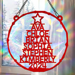 Family Member Names Christmas Tree - Personalized Rainbow Suncatcher
