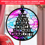 Family Member Names Christmas Tree - Personalized Window Hanging Suncatcher Ornament