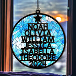 Family Member Names Christmas Tree - Personalized Window Hanging Suncatcher Ornament