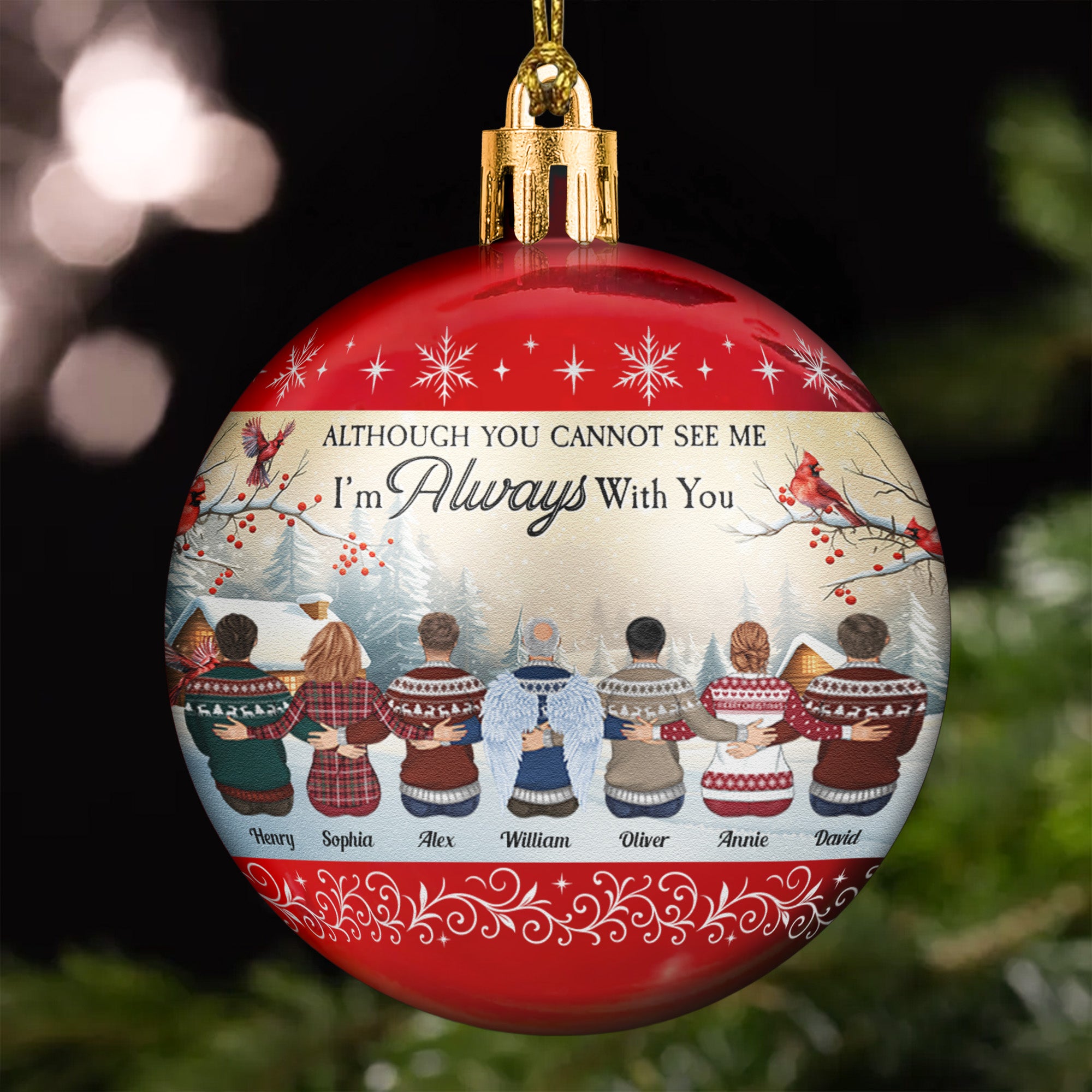 Family Memorial Vintage Ornament For Loss Of Loved Ones - Personalized Ball Ornament