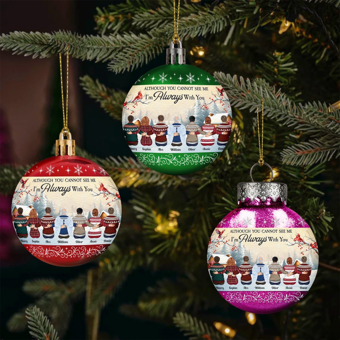 Family Memorial Vintage Ornament For Loss Of Loved Ones - Personalized Ball Ornament