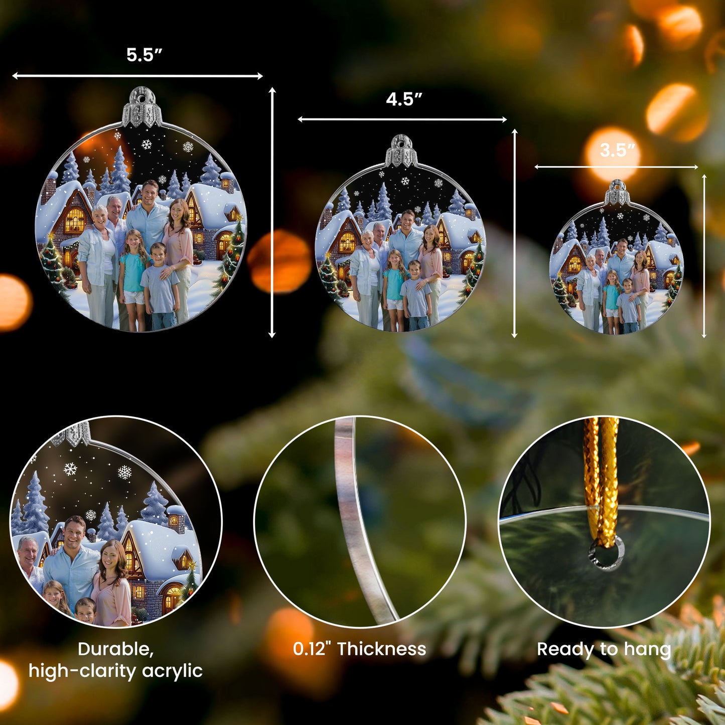 Family Moment - Personalized Acrylic Photo Ornament