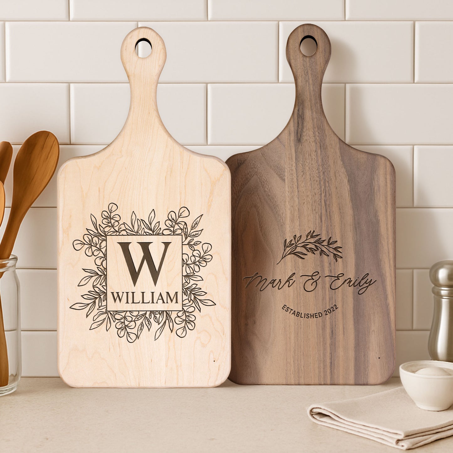 Family Name - Housewarming Gift - Personalized Paddle Cutting Board