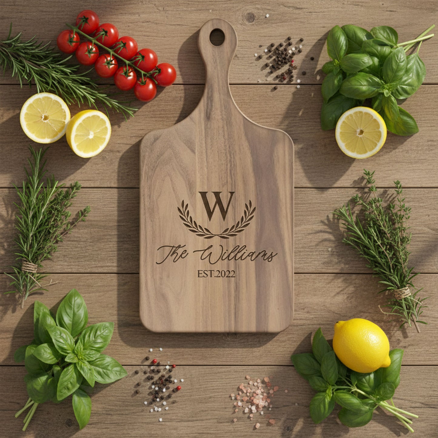 Family Name - Housewarming Gift - Personalized Paddle Cutting Board