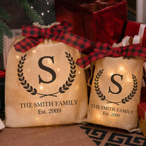 Family Name - Personalized Lighted Burlap Sack