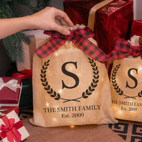Family Name - Personalized Lighted Burlap Sack