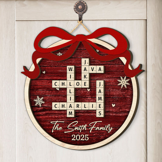Family Name Scrabble Christmas - Personalized 2 Layers Wood Sign