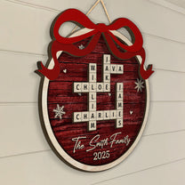 Family Name Scrabble Christmas - Personalized 2 Layers Wood Sign