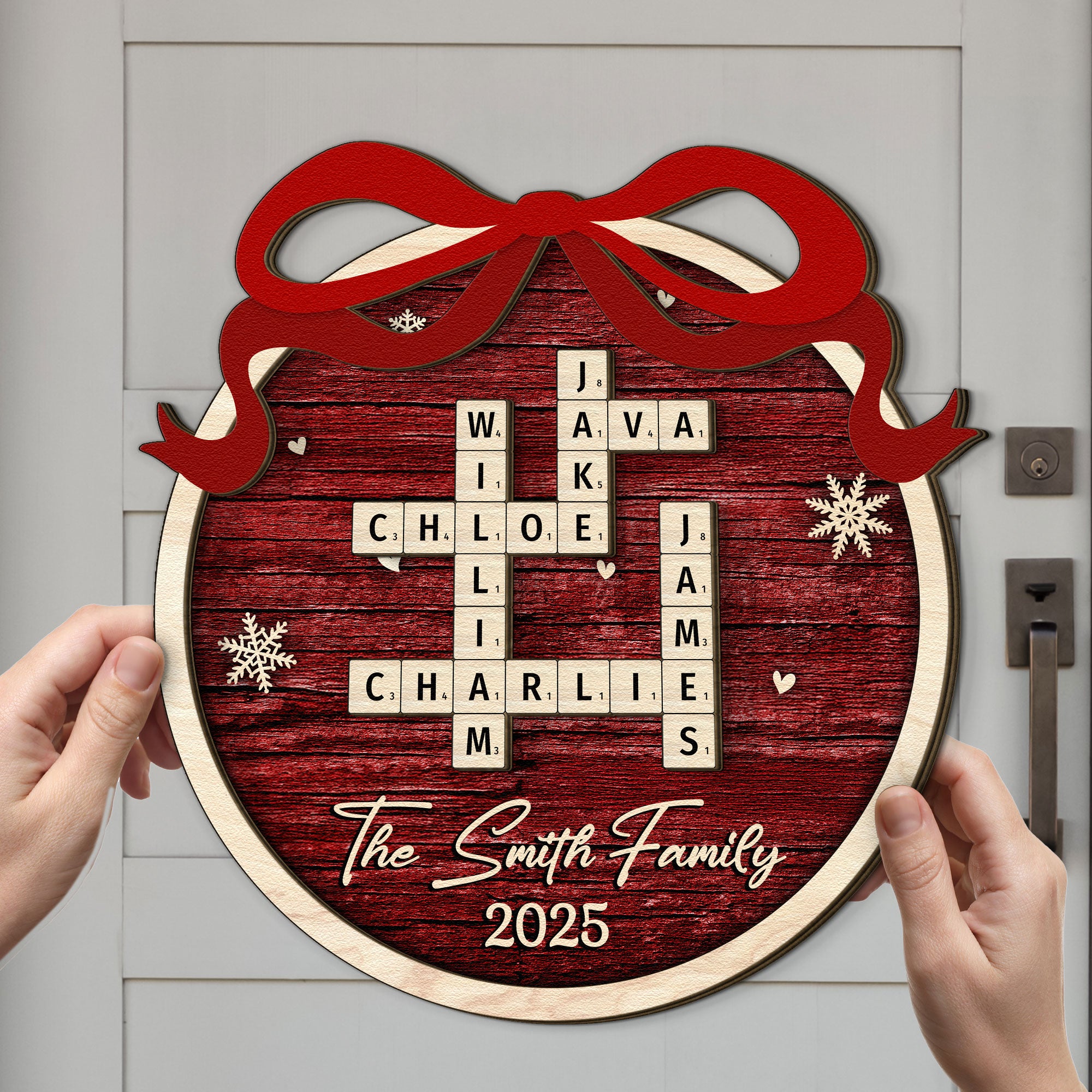 Family Name Scrabble Christmas - Personalized 2 Layers Wood Sign