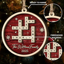 Family Name Scrabble Christmas - Personalized 2-Layer Wooden Ornament