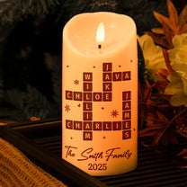 Family Name Scrabble Christmas - Personalized LED Candle