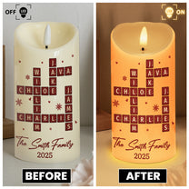 Family Name Scrabble Christmas - Personalized LED Candle