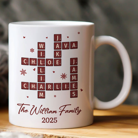 Family Name Scrabble Christmas - Personalized Mug