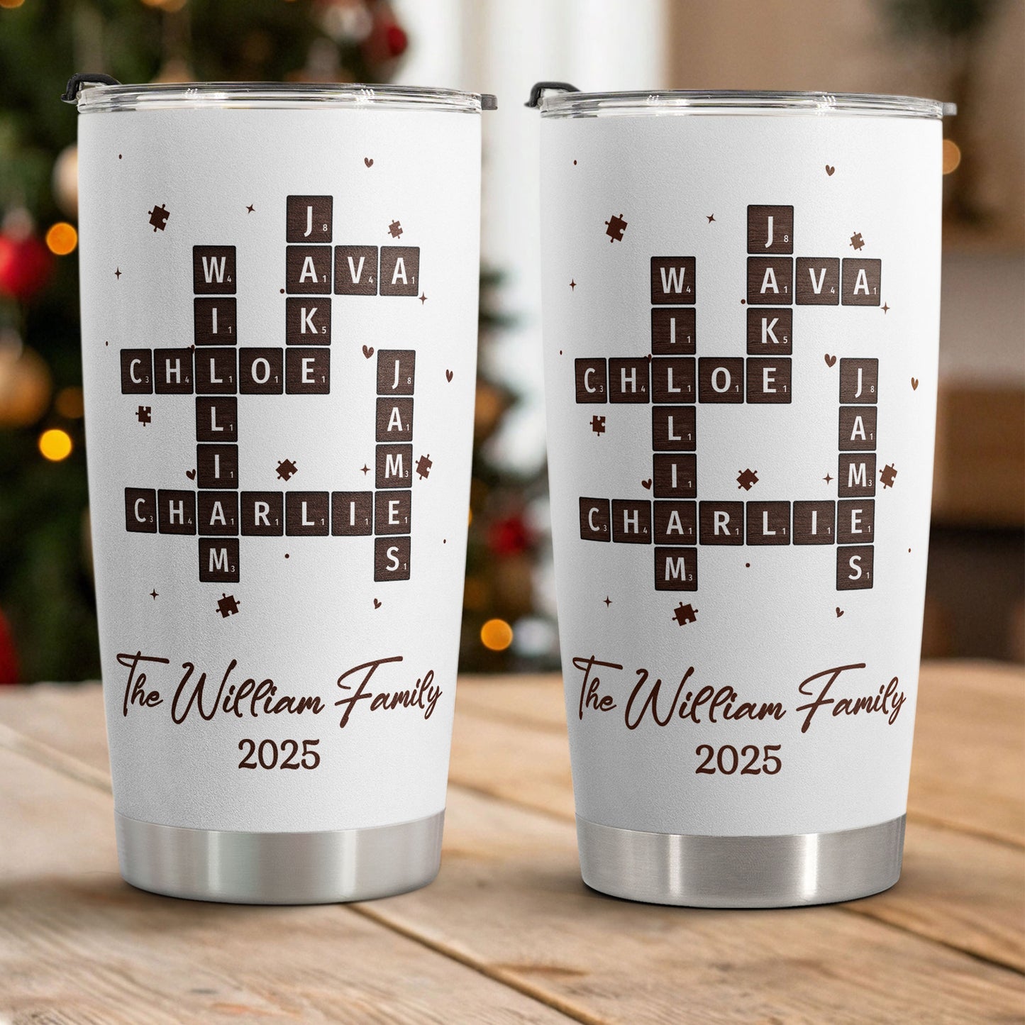 Family Name Scrabble Christmas - Personalized Tumbler Cup