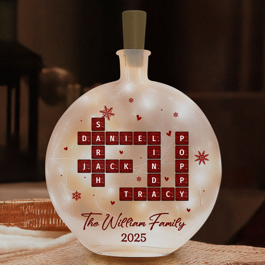 Family Name Scrabble - Personalized Round Flat Bottle Light