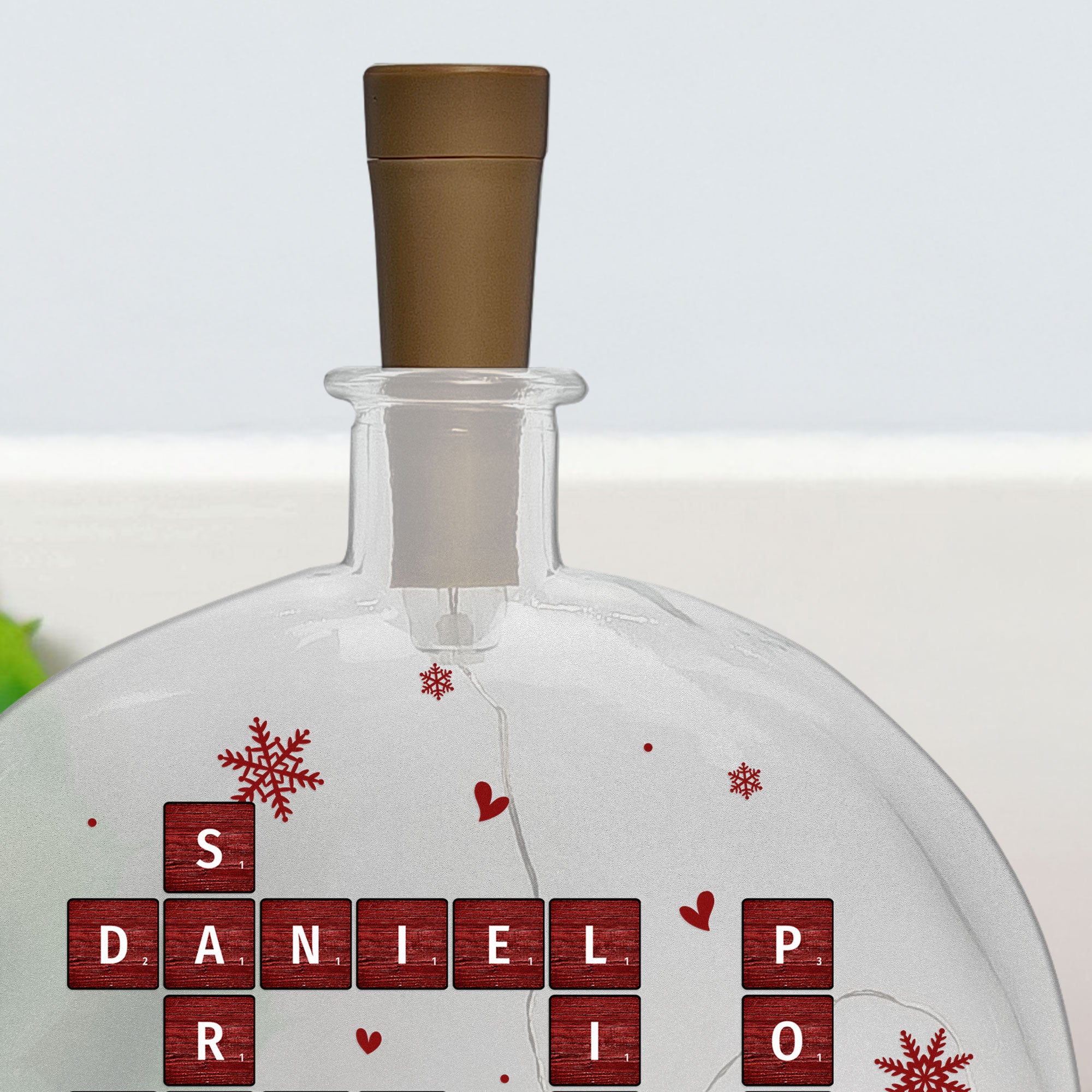 Family Name Scrabble - Personalized Round Flat Bottle Light