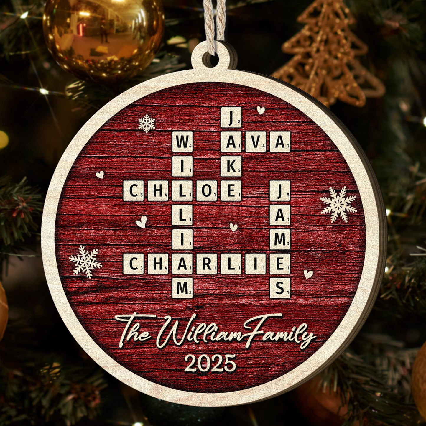 Family Name Scrabble - Personalized Wooden Ornament