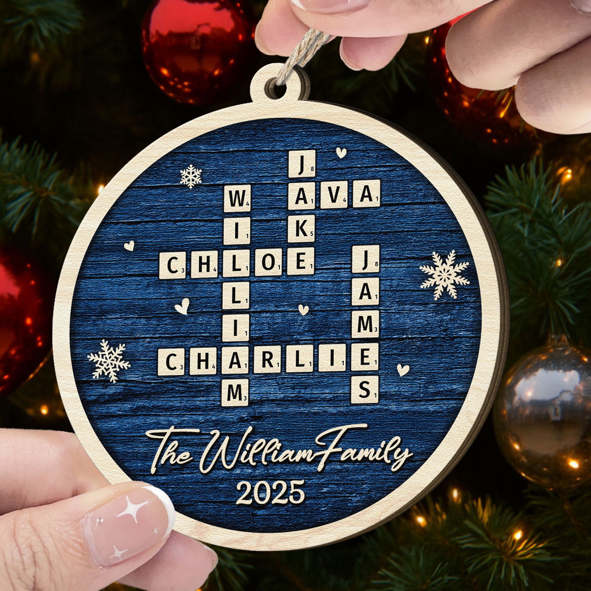 Family Name Scrabble - Personalized Wooden Ornament