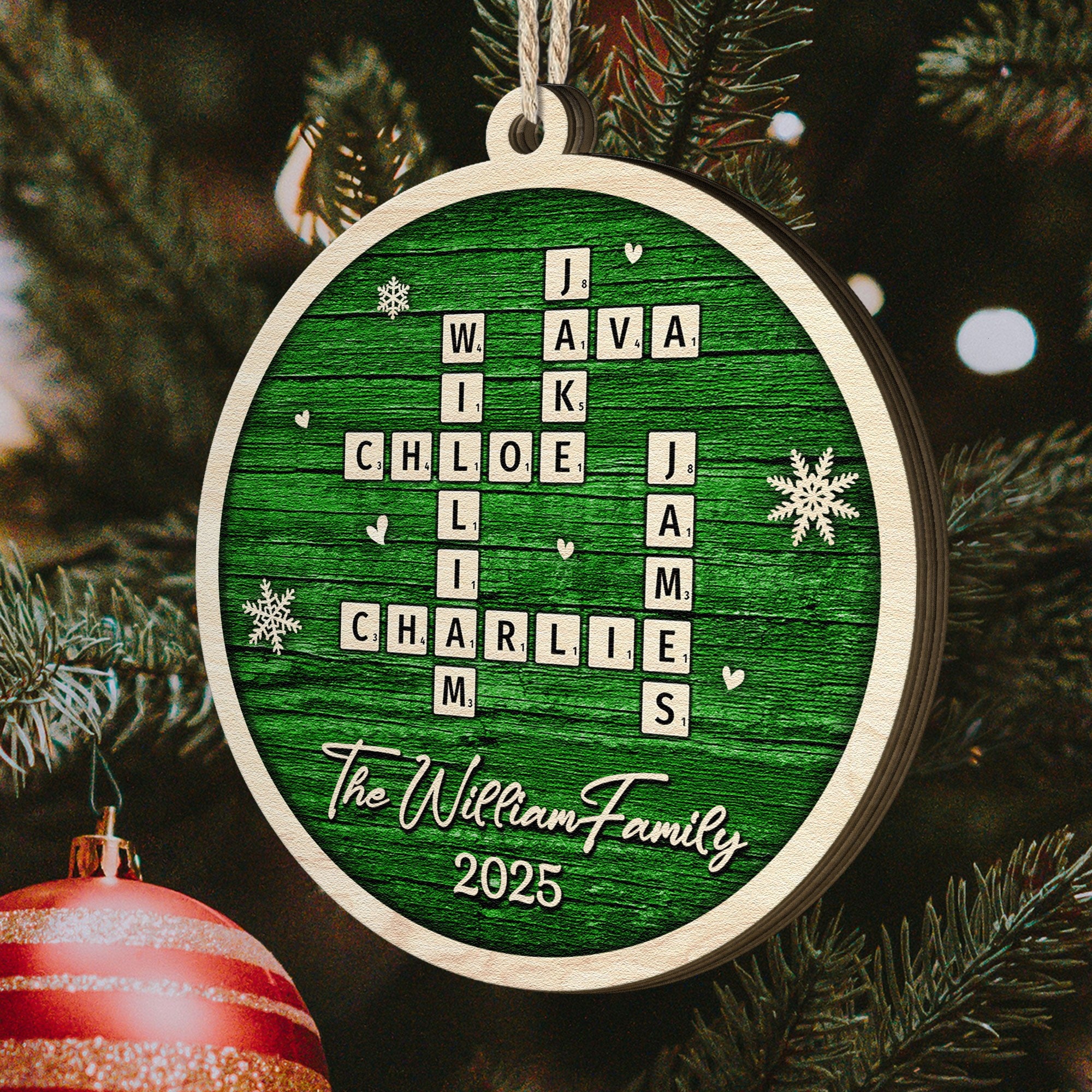 Family Name Scrabble - Personalized Wooden Ornament