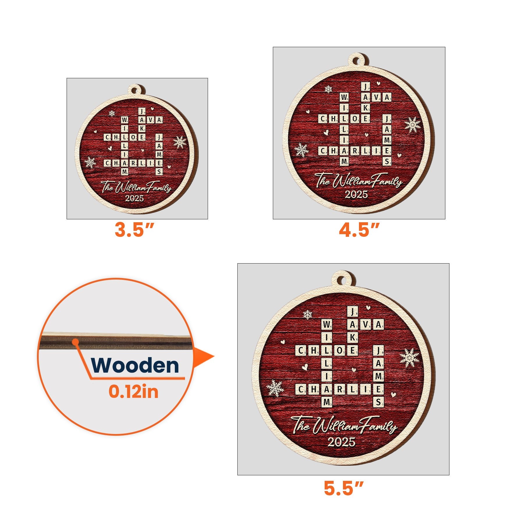 Family Name Scrabble - Personalized Wooden Ornament