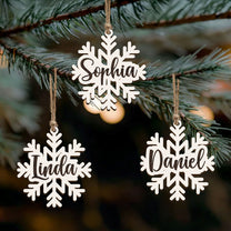 Family Name - Snowflake - Personalized Wooden Ornament