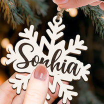 Family Name - Snowflake - Personalized Wooden Ornament
