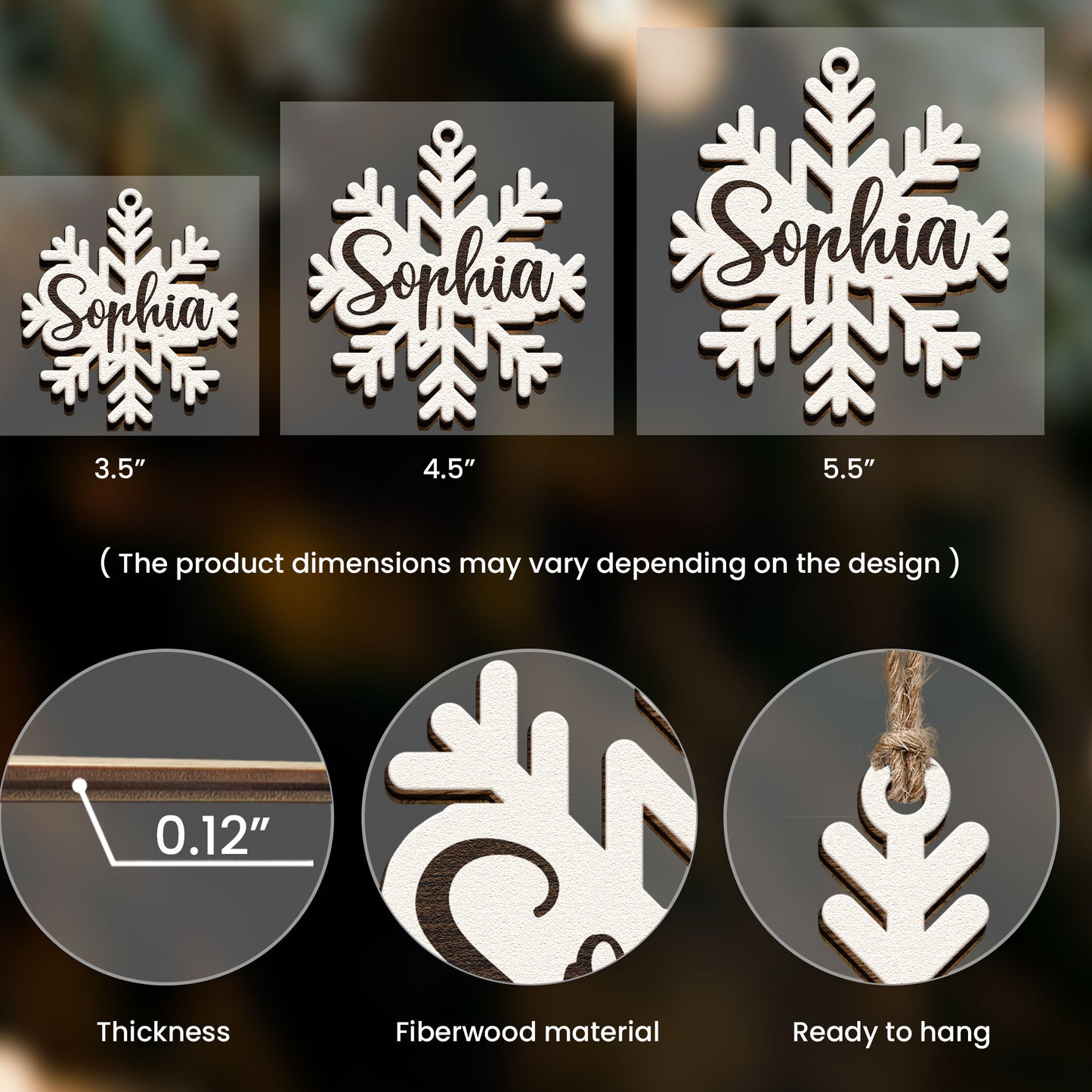 Family Name - Snowflake - Personalized Wooden Ornament
