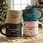Family Name Word Christmas Style - Personalized Mug