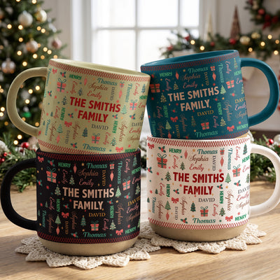 Family Name Word Christmas Style - Personalized Mug