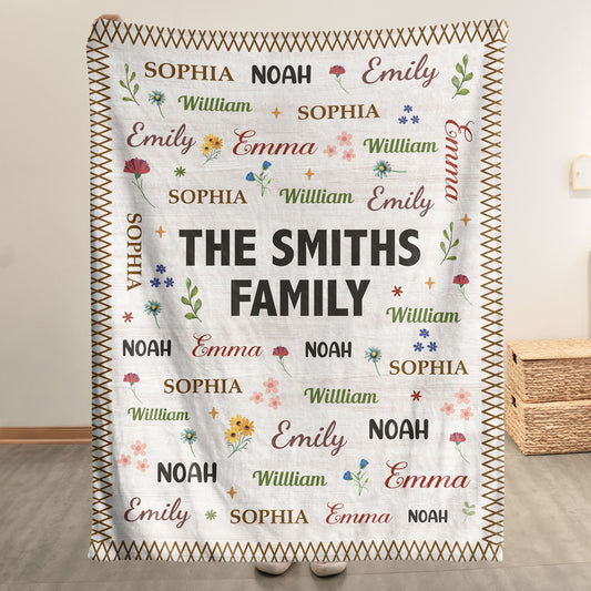 Family Name Word Christmas Theme - Personalized Blanket