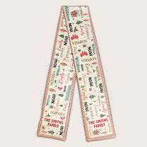 Family Name Word Christmas Theme - Personalized Fleece Scarf