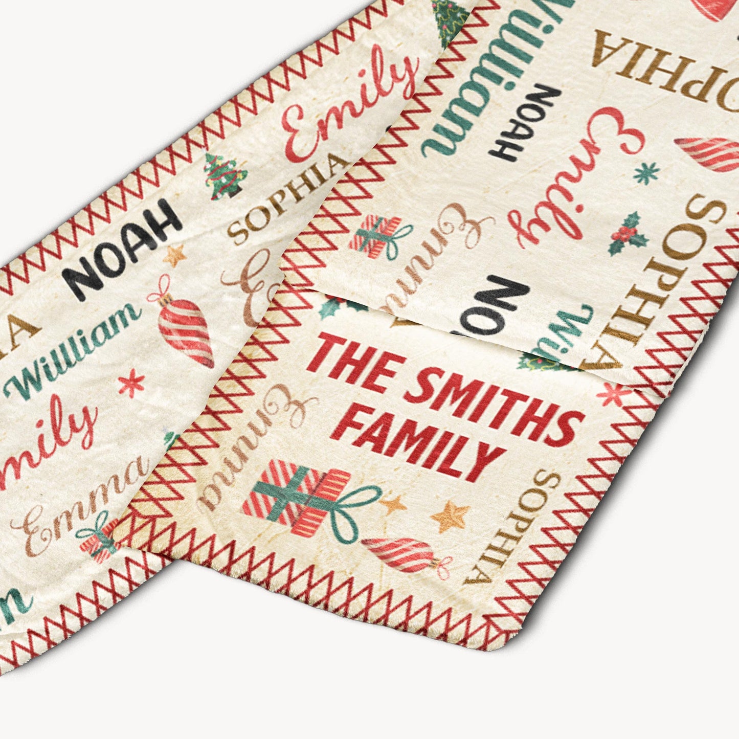Family Name Word Christmas Theme - Personalized Fleece Scarf