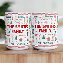 Family Name Word Christmas Theme - Personalized Mug