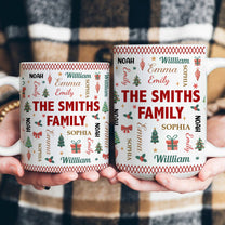 Family Name Word Christmas Theme - Personalized Mug